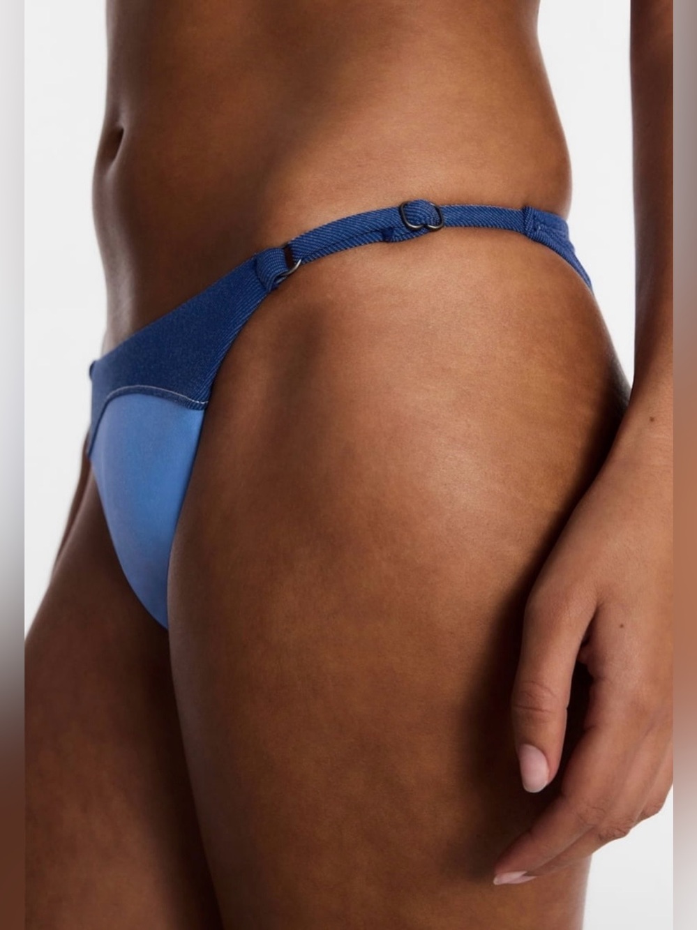 Kacey Lee Two-Tone Blue Women's Bikini Bottom Size XL 16-18